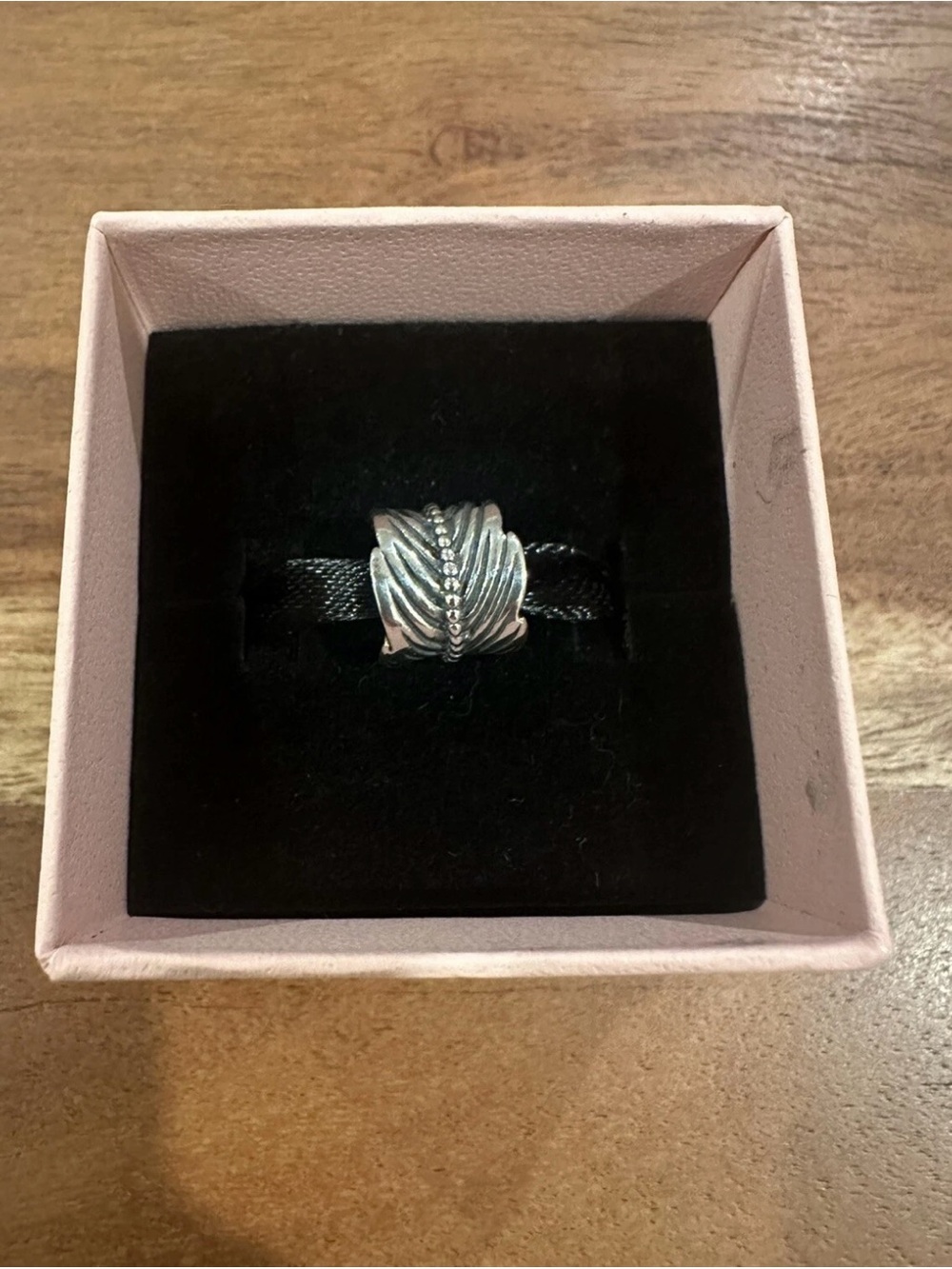 PANDORA Silver Wrapped Feather Charm 925 ALE